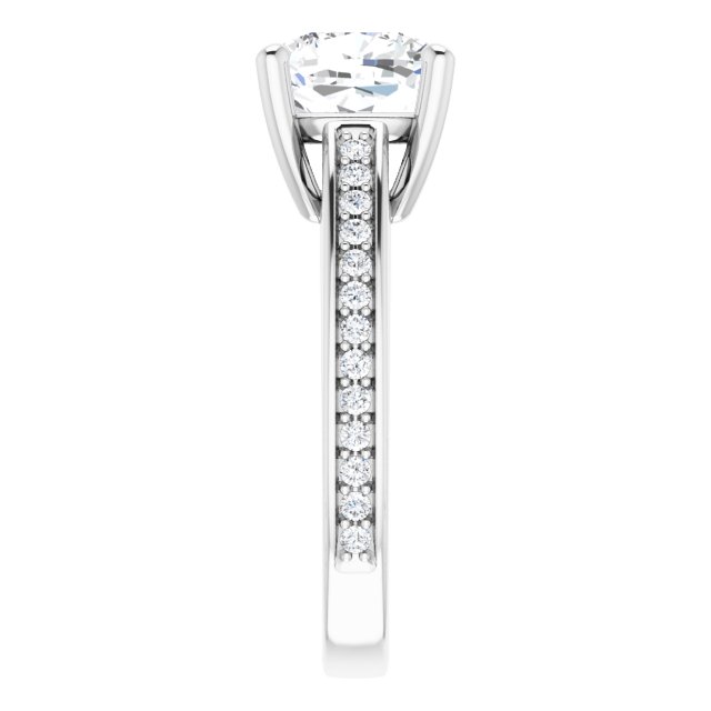2.66 Cushion Lab-Grown D/VVS2+ Cathedral Sidestone Engagement Ring in 14KW | ViewE