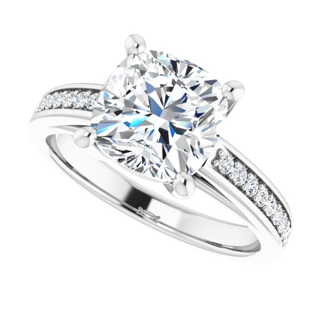 2.66 Cushion Lab-Grown D/VVS2+ Cathedral Sidestone Engagement Ring in 14KW | View5
