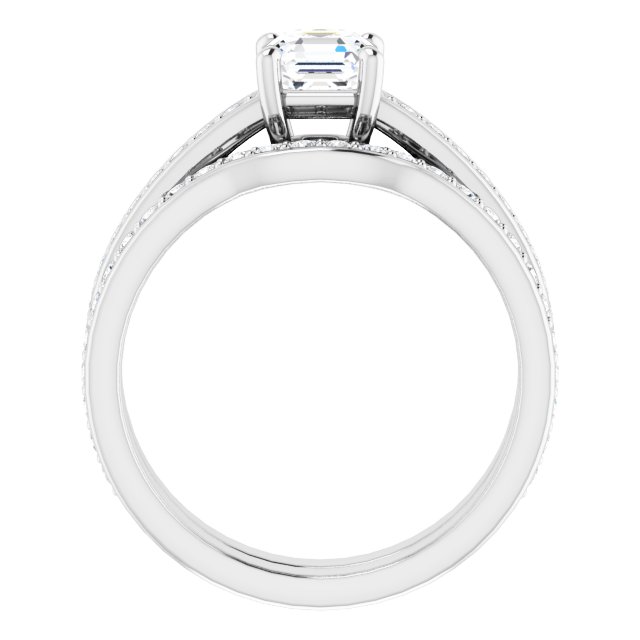 0.86 Asscher Diamond EF/VS1+ Cathedral Sidestone Engagement Ring in 14KW | AllComponents_ViewB_4 0.86 Asscher Diamond EF/VS1+ Cathedral Sidestone Engagement Ring in 14KW | AllComponents_ViewB_4