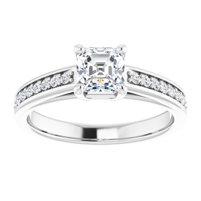 0.86 Asscher Diamond EF/VS1+ Cathedral Sidestone Engagement Ring in 14KW | ViewS 0.86 Asscher Diamond EF/VS1+ Cathedral Sidestone Engagement Ring in 14KW | ViewS