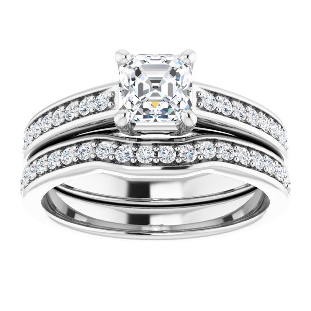 0.86 Asscher Diamond EF/VS1+ Cathedral Sidestone Engagement Ring in 14KW | AllComponents_ViewS 0.86 Asscher Diamond EF/VS1+ Cathedral Sidestone Engagement Ring in 14KW | AllComponents_ViewS