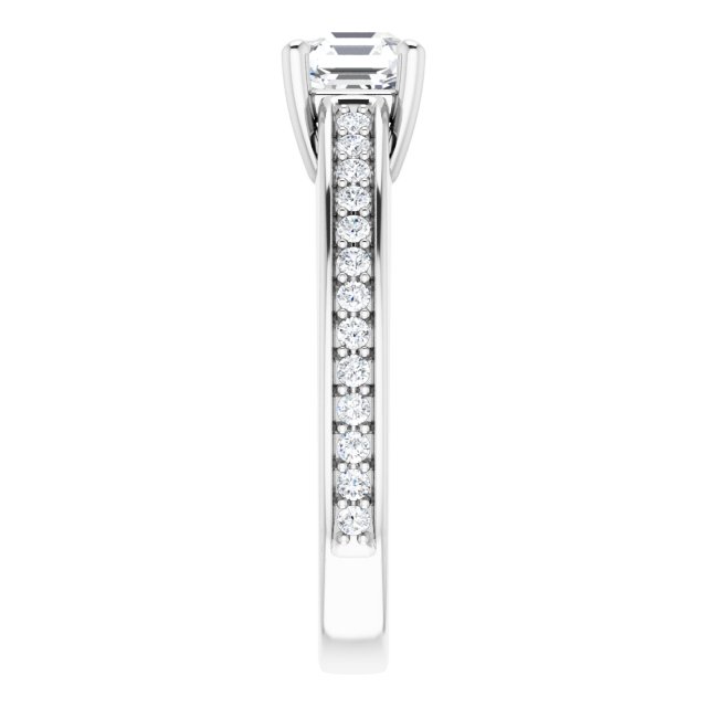 0.86 Asscher Diamond EF/VS1+ Cathedral Sidestone Engagement Ring in 14KW | ViewE 0.86 Asscher Diamond EF/VS1+ Cathedral Sidestone Engagement Ring in 14KW | ViewE