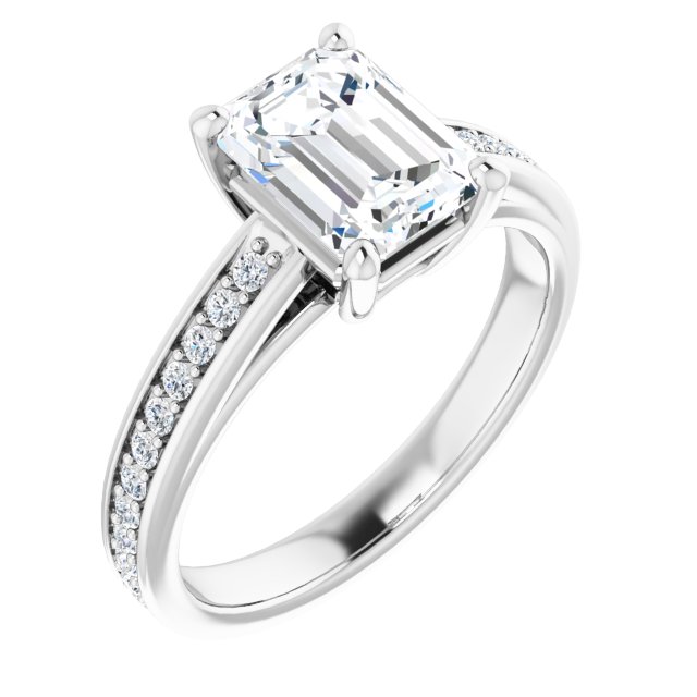 2.01 Emerald Lab-Grown EF/VS1+ Cathedral Sidestone Engagement Ring in PLAT | ViewA