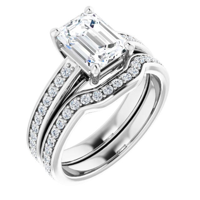 2.01 Emerald Lab-Grown EF/VS1+ Cathedral Sidestone Engagement Ring in PLAT | AllComponents_ViewA