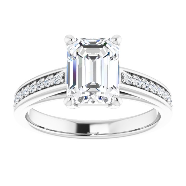 2.01 Emerald Lab-Grown EF/VS1+ Cathedral Sidestone Engagement Ring in PLAT | ViewS