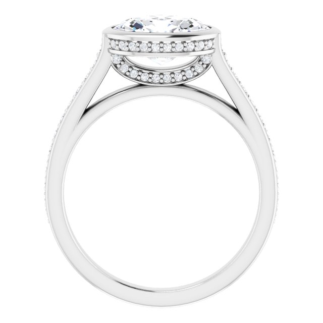 2.37 Oval Moissanite DEF/VVS Bezel East West Sidestone Engagement Ring in 14KW | ViewB_4 2.37 Oval Moissanite DEF/VVS Bezel East West Sidestone Engagement Ring in 14KW | ViewB_4