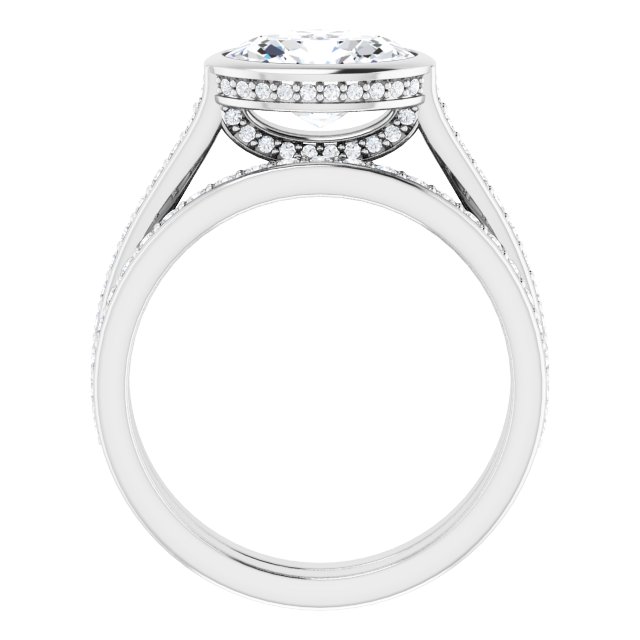 2.37 Oval Moissanite DEF/VVS Bezel East West Sidestone Engagement Ring in 14KW | AllComponents_ViewB_4 2.37 Oval Moissanite DEF/VVS Bezel East West Sidestone Engagement Ring in 14KW | AllComponents_ViewB_4