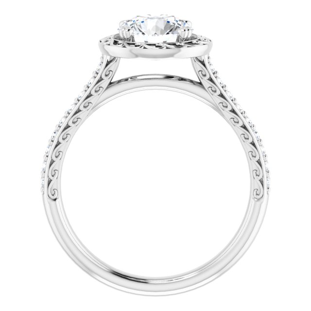 1.38 Round Lab-Grown GH/VS2+ Engraved Sidestone Engagement Ring in 14KW | ViewB_4 1.38 Round Lab-Grown GH/VS2+ Engraved Sidestone Engagement Ring in 14KW | ViewB_4