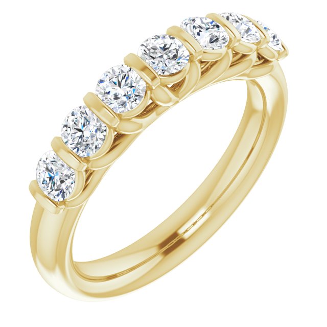 Modern 0.84 Round Diamond EF/VS1+ Anniversary Ring in 18KY | ViewA