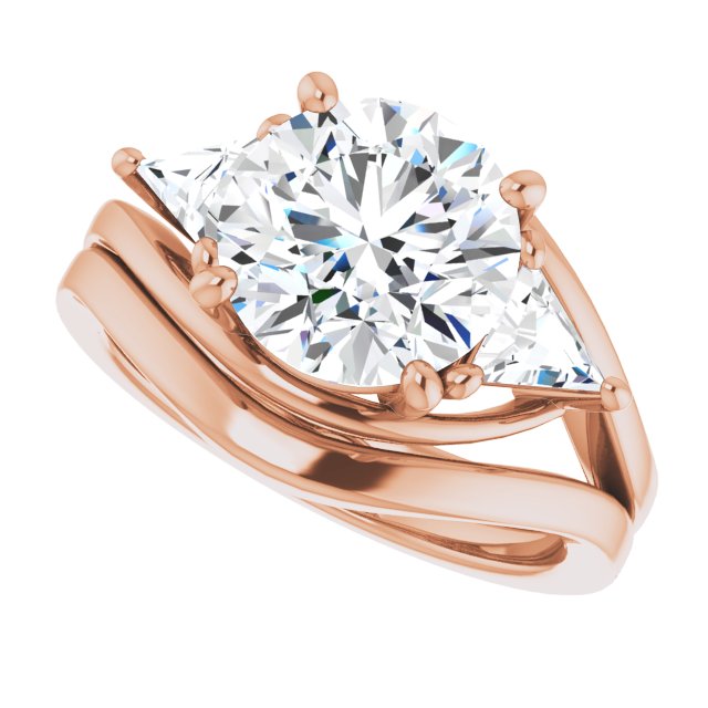 3.30 tcw Round Diamond D/VVS2+ Bypass Three Stone Engagement Ring in 14KR | AllComponents_View5