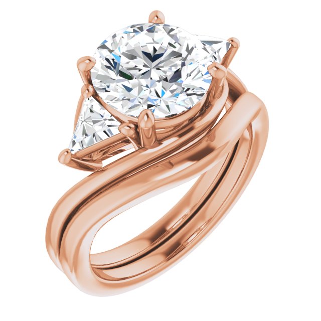 3.30 tcw Round Diamond D/VVS2+ Bypass Three Stone Engagement Ring in 14KR | AllComponents_ViewA