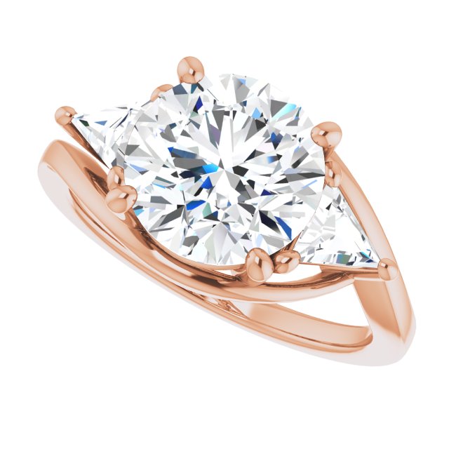 3.30 tcw Round Diamond D/VVS2+ Bypass Three Stone Engagement Ring in 14KR | View5