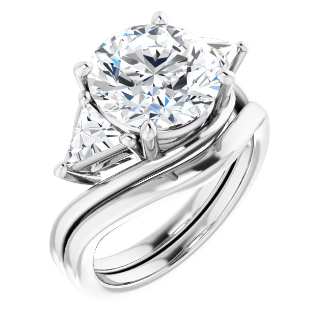 4.40 tcw Round Moissanite DEF/VVS Bypass Three Stone Engagement Ring in 14KW | AllComponents_ViewA 4.40 tcw Round Moissanite DEF/VVS Bypass Three Stone Engagement Ring in 14KW | AllComponents_ViewA