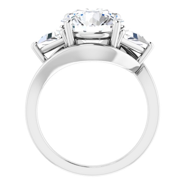 4.40 tcw Round Moissanite DEF/VVS Bypass Three Stone Engagement Ring in 14KW | ViewB_4 4.40 tcw Round Moissanite DEF/VVS Bypass Three Stone Engagement Ring in 14KW | ViewB_4