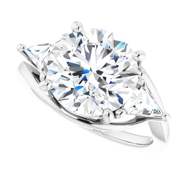 4.40 tcw Round Moissanite DEF/VVS Bypass Three Stone Engagement Ring in 14KW | View5 4.40 tcw Round Moissanite DEF/VVS Bypass Three Stone Engagement Ring in 14KW | View5