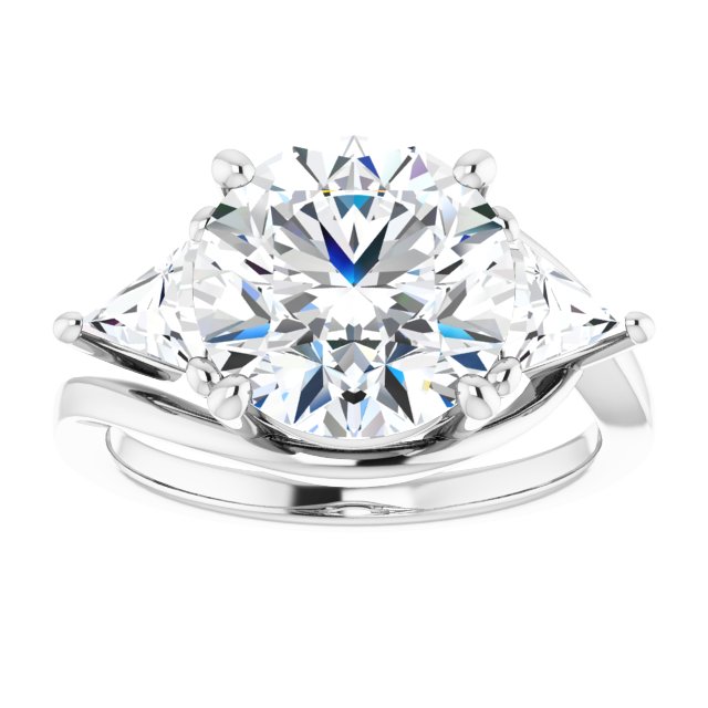 4.40 tcw Round Moissanite DEF/VVS Bypass Three Stone Engagement Ring in 14KW | ViewS 4.40 tcw Round Moissanite DEF/VVS Bypass Three Stone Engagement Ring in 14KW | ViewS