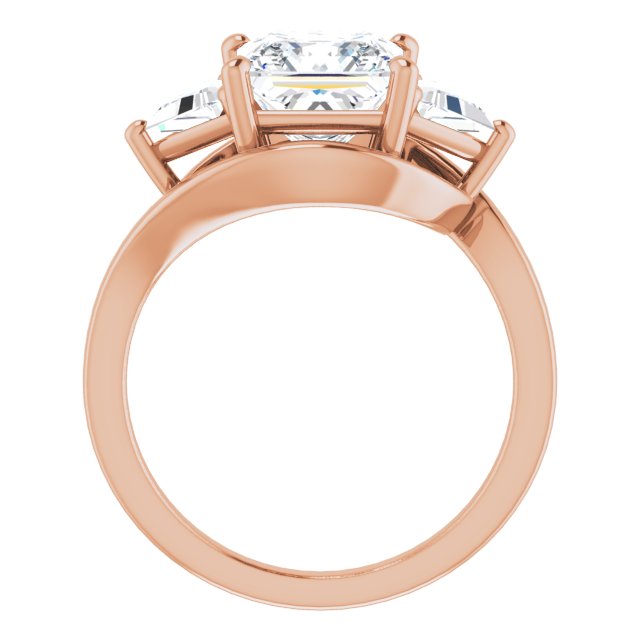 3.10 tcw Square Lab-Grown EF/VS1+ Bypass Three Stone Engagement Ring in 18KR | ViewB_4 3.10 tcw Square Lab-Grown EF/VS1+ Bypass Three Stone Engagement Ring in 18KR | ViewB_4