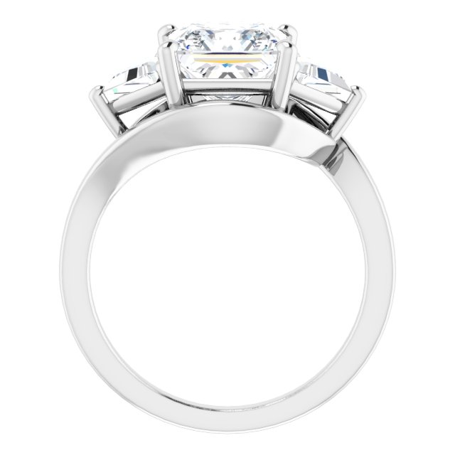 3.10 tcw Square Lab-Grown D/VVS2+ Bypass Three Stone Engagement Ring in PLAT | ViewB_4 3.10 tcw Square Lab-Grown D/VVS2+ Bypass Three Stone Engagement Ring in PLAT | ViewB_4