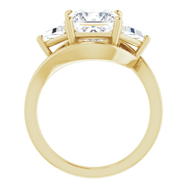 3.10 tcw Square Lab-Grown GH/VS2+ Bypass Three Stone Engagement Ring in 14KY | ViewB_4 3.10 tcw Square Lab-Grown GH/VS2+ Bypass Three Stone Engagement Ring in 14KY | ViewB_4