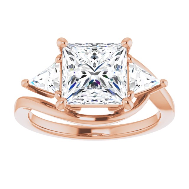3.10 tcw Square Lab-Grown EF/VS1+ Bypass Three Stone Engagement Ring in 18KR | ViewS 3.10 tcw Square Lab-Grown EF/VS1+ Bypass Three Stone Engagement Ring in 18KR | ViewS