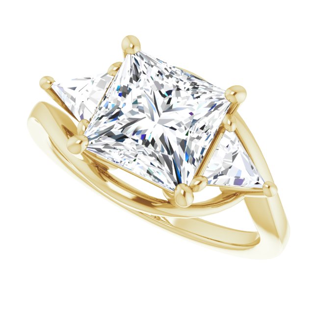 3.10 tcw Square Lab-Grown GH/VS2+ Bypass Three Stone Engagement Ring in 14KY | View5 3.10 tcw Square Lab-Grown GH/VS2+ Bypass Three Stone Engagement Ring in 14KY | View5