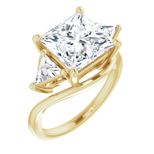 5.10 tcw Square Lab-Grown GH/VS2+ Bypass Three Stone Engagement Ring in 14KY | ViewA 5.10 tcw Square Lab-Grown GH/VS2+ Bypass Three Stone Engagement Ring in 14KY | ViewA