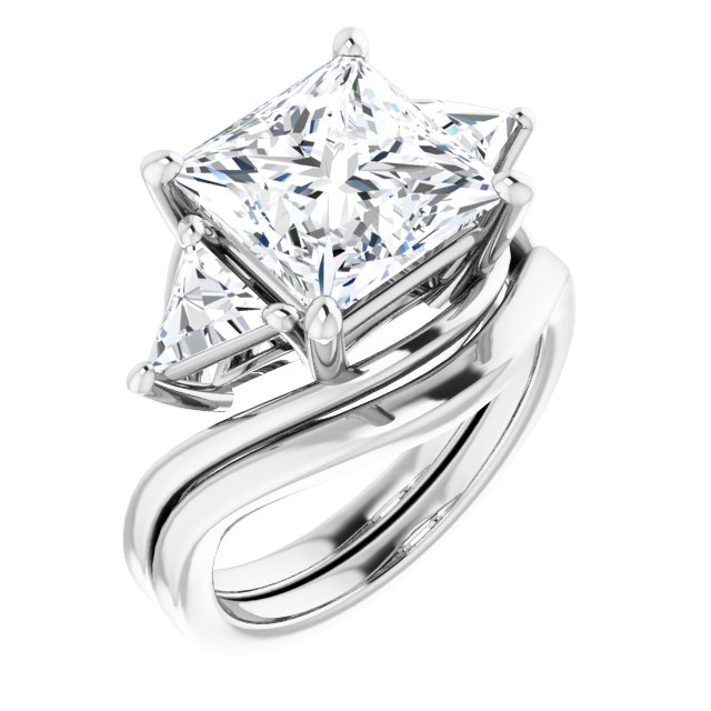 5.10 tcw Square Lab-Grown EF/VS1+ Bypass Three Stone Engagement Ring in 18KW | AllComponents_ViewA 5.10 tcw Square Lab-Grown EF/VS1+ Bypass Three Stone Engagement Ring in 18KW | AllComponents_ViewA