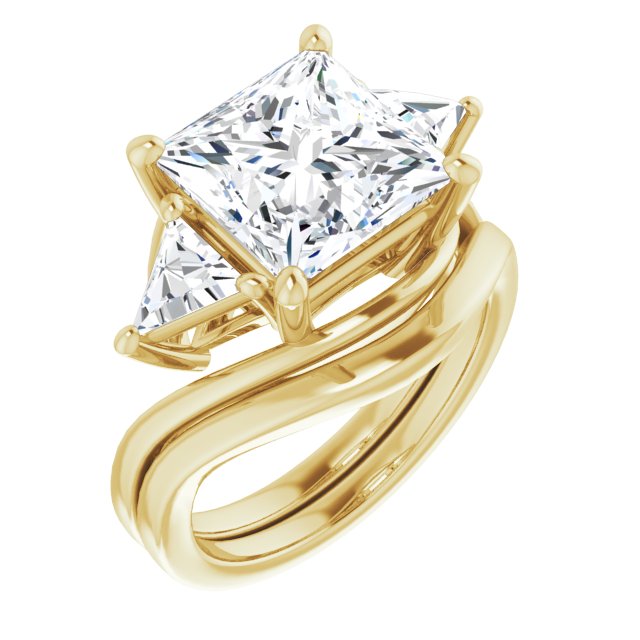 5.10 tcw Square Lab-Grown GH/VS2+ Bypass Three Stone Engagement Ring in 14KY | AllComponents_ViewA 5.10 tcw Square Lab-Grown GH/VS2+ Bypass Three Stone Engagement Ring in 14KY | AllComponents_ViewA