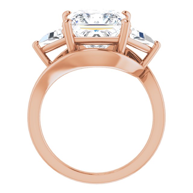 5.10 tcw Square Moissanite DEF/VVS Bypass Three Stone Engagement Ring in 18KR | ViewB_4 5.10 tcw Square Moissanite DEF/VVS Bypass Three Stone Engagement Ring in 18KR | ViewB_4