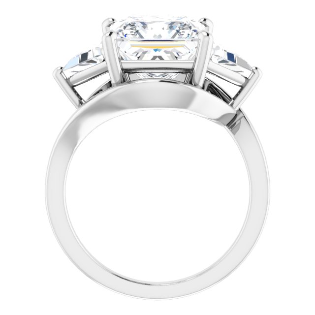 5.10 tcw Square Lab-Grown EF/VS1+ Bypass Three Stone Engagement Ring in 18KW | ViewB_4 5.10 tcw Square Lab-Grown EF/VS1+ Bypass Three Stone Engagement Ring in 18KW | ViewB_4
