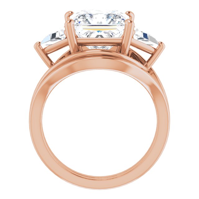 5.10 tcw Square Moissanite DEF/VVS Bypass Three Stone Engagement Ring in 18KR | AllComponents_ViewB_4 5.10 tcw Square Moissanite DEF/VVS Bypass Three Stone Engagement Ring in 18KR | AllComponents_ViewB_4