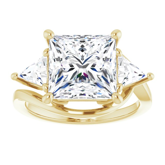 5.10 tcw Square Lab-Grown GH/VS2+ Bypass Three Stone Engagement Ring in 14KY | ViewS 5.10 tcw Square Lab-Grown GH/VS2+ Bypass Three Stone Engagement Ring in 14KY | ViewS