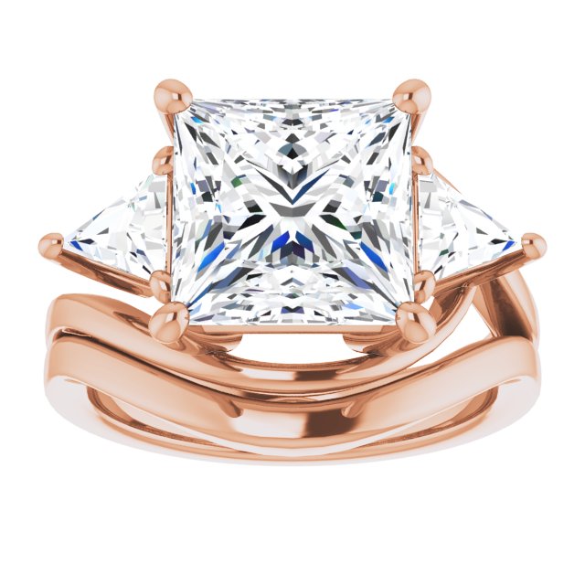 5.10 tcw Square Moissanite DEF/VVS Bypass Three Stone Engagement Ring in 18KR | AllComponents_ViewS 5.10 tcw Square Moissanite DEF/VVS Bypass Three Stone Engagement Ring in 18KR | AllComponents_ViewS