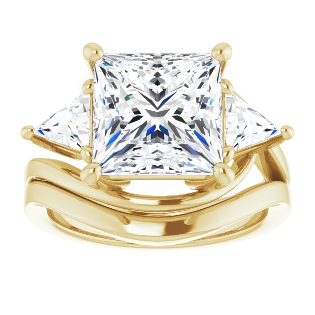 5.10 tcw Square Lab-Grown GH/VS2+ Bypass Three Stone Engagement Ring in 14KY | AllComponents_ViewS 5.10 tcw Square Lab-Grown GH/VS2+ Bypass Three Stone Engagement Ring in 14KY | AllComponents_ViewS