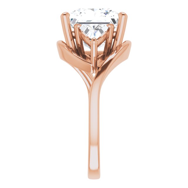 5.10 tcw Square Moissanite DEF/VVS Bypass Three Stone Engagement Ring in 18KR | ViewE 5.10 tcw Square Moissanite DEF/VVS Bypass Three Stone Engagement Ring in 18KR | ViewE