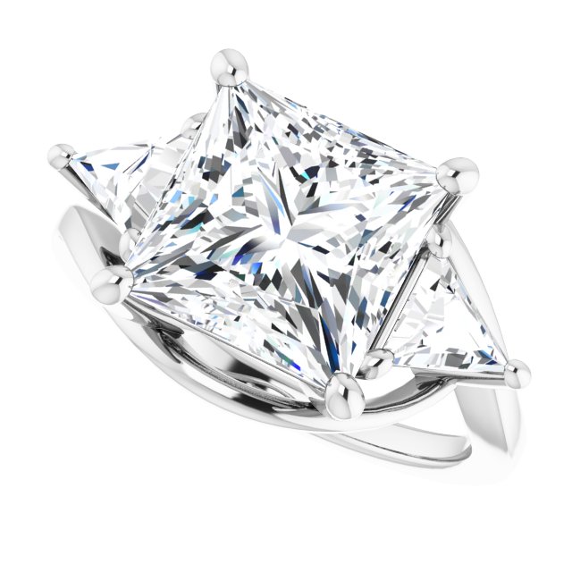 5.10 tcw Square Lab-Grown EF/VS1+ Bypass Three Stone Engagement Ring in 18KW | View5 5.10 tcw Square Lab-Grown EF/VS1+ Bypass Three Stone Engagement Ring in 18KW | View5
