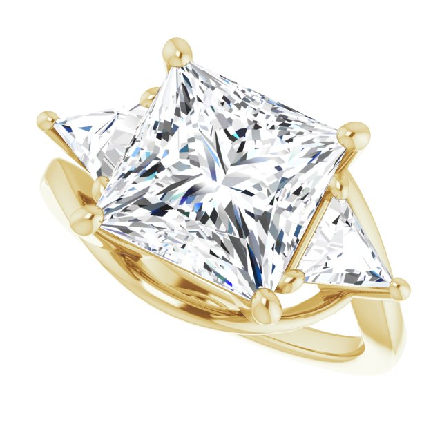 5.10 tcw Square Lab-Grown GH/VS2+ Bypass Three Stone Engagement Ring in 14KY | View5 5.10 tcw Square Lab-Grown GH/VS2+ Bypass Three Stone Engagement Ring in 14KY | View5