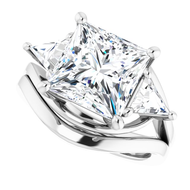 5.10 tcw Square Lab-Grown EF/VS1+ Bypass Three Stone Engagement Ring in 18KW | AllComponents_View5 5.10 tcw Square Lab-Grown EF/VS1+ Bypass Three Stone Engagement Ring in 18KW | AllComponents_View5