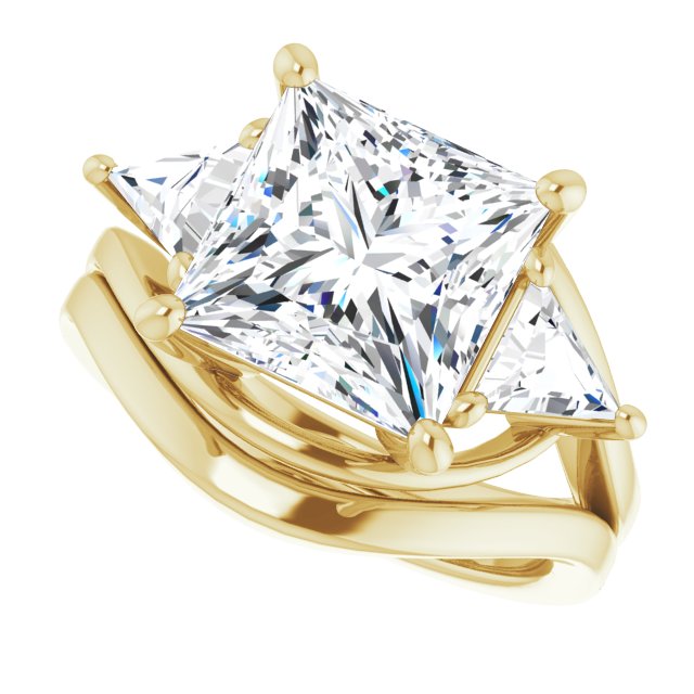 5.10 tcw Square Lab-Grown GH/VS2+ Bypass Three Stone Engagement Ring in 14KY | AllComponents_View5 5.10 tcw Square Lab-Grown GH/VS2+ Bypass Three Stone Engagement Ring in 14KY | AllComponents_View5