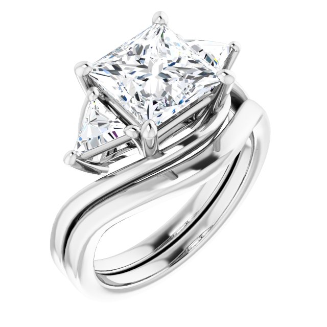 3.10 tcw Square Lab-Grown D/VVS2+ Bypass Three Stone Engagement Ring in PLAT | AllComponents_ViewA 3.10 tcw Square Lab-Grown D/VVS2+ Bypass Three Stone Engagement Ring in PLAT | AllComponents_ViewA
