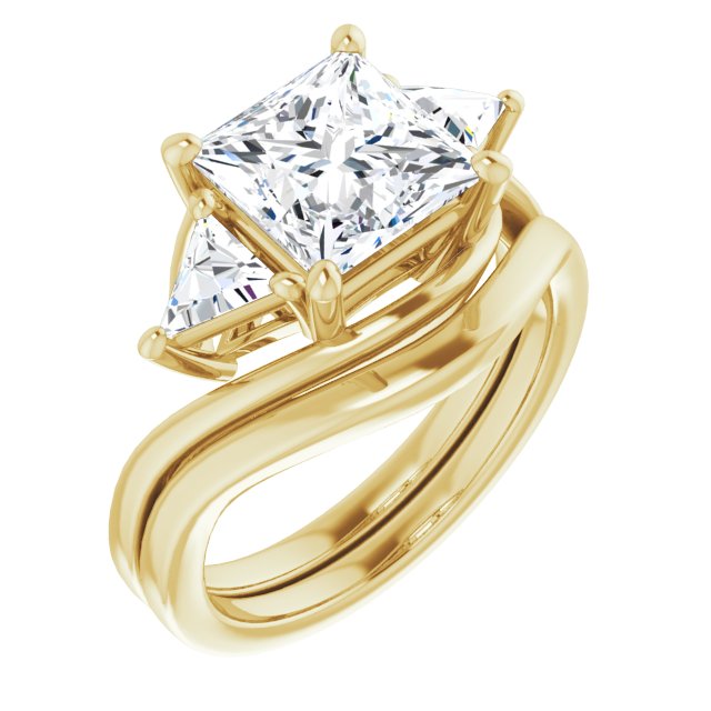 3.10 tcw Square Lab-Grown GH/VS2+ Bypass Three Stone Engagement Ring in 14KY | AllComponents_ViewA 3.10 tcw Square Lab-Grown GH/VS2+ Bypass Three Stone Engagement Ring in 14KY | AllComponents_ViewA