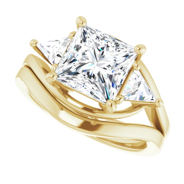 3.10 tcw Square Lab-Grown GH/VS2+ Bypass Three Stone Engagement Ring in 14KY | AllComponents_View5 3.10 tcw Square Lab-Grown GH/VS2+ Bypass Three Stone Engagement Ring in 14KY | AllComponents_View5