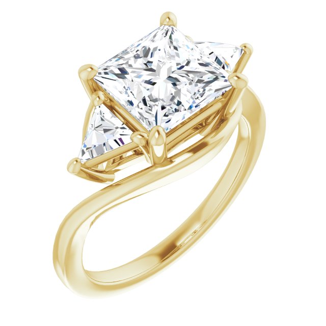 3.10 tcw Square Lab-Grown GH/VS2+ Bypass Three Stone Engagement Ring in 14KY | ViewA 3.10 tcw Square Lab-Grown GH/VS2+ Bypass Three Stone Engagement Ring in 14KY | ViewA