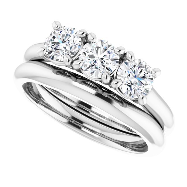 0.99 tcw Round Diamond GH/VS2+ Trellis Three Stone Anniversary Ring in 14KW | AllComponents_View5 0.99 tcw Round Diamond GH/VS2+ Trellis Three Stone Anniversary Ring in 14KW | AllComponents_View5