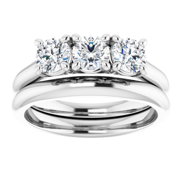 0.99 tcw Round Diamond GH/VS2+ Trellis Three Stone Anniversary Ring in 14KW | AllComponents_ViewS 0.99 tcw Round Diamond GH/VS2+ Trellis Three Stone Anniversary Ring in 14KW | AllComponents_ViewS