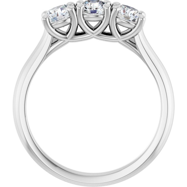 0.99 tcw Round Diamond GH/VS2+ Trellis Three Stone Anniversary Ring in 14KW | ViewB_4 0.99 tcw Round Diamond GH/VS2+ Trellis Three Stone Anniversary Ring in 14KW | ViewB_4