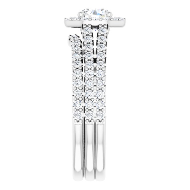 1.06 Tcw Round Diamond GH/VS2+ Geometric Halo Engagement Ring in 14KW | AllComponents_ViewE