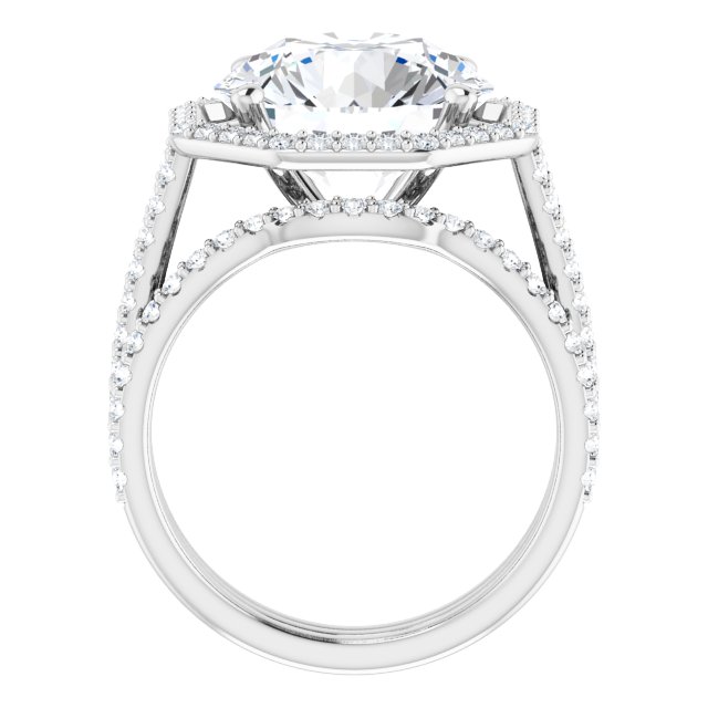 6.85 Tcw Round Moissanite DEF/VVS Geometric Halo Engagement Ring in 14KW | AllComponents_ViewB_4 6.85 Tcw Round Moissanite DEF/VVS Geometric Halo Engagement Ring in 14KW | AllComponents_ViewB_4