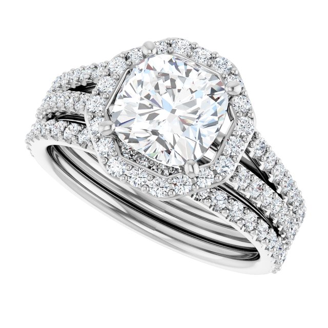 2.30 Tcw Cushion Lab-Grown D/VVS2+ Geometric Halo Engagement Ring in PLAT | AllComponents_View5
