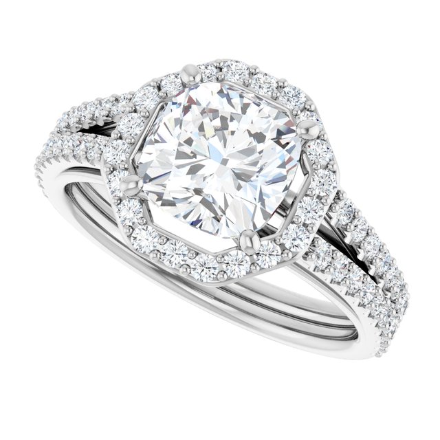 2.30 Tcw Cushion Lab-Grown D/VVS2+ Geometric Halo Engagement Ring in PLAT | View5